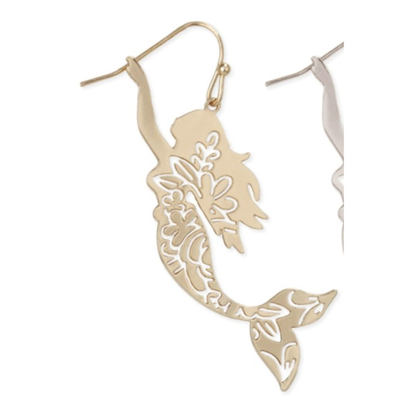 Siren Song Mermaid Flower Earrings Gold - Picture 2 of 2